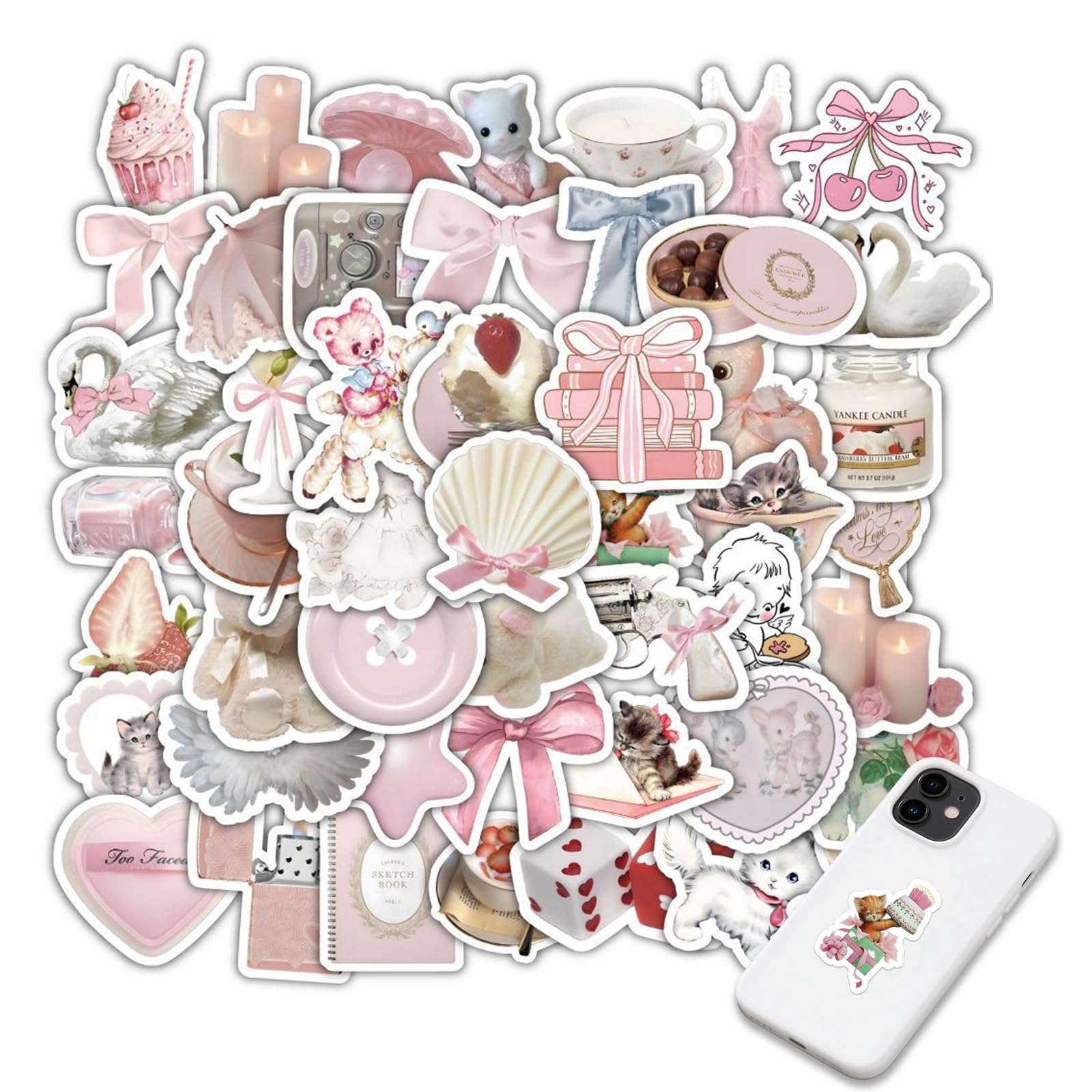 Pegatinas Vinilo Kawaii WGIJXA - 50 Unidades Impermeables Y Reutilizables, Para Portátil, Skate, Bicicleta