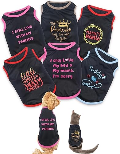 Vista 14 de 6 paquetes de camisas extra pequeñas para cachorros para perros pequeños, ropa para perras, pequeñas, paquete de 6 Lovely