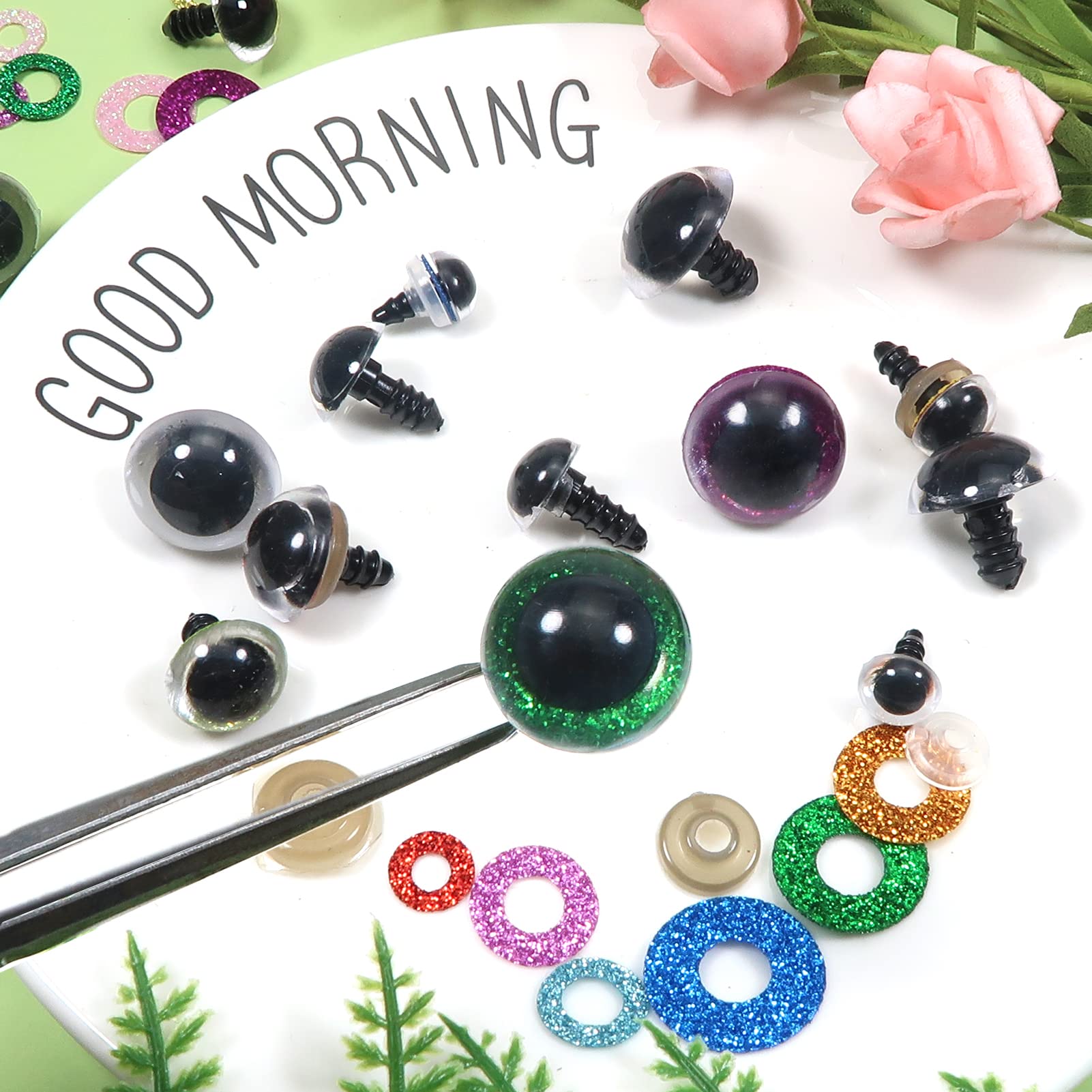 20-teiliges Glitzeraugen Set Für Häkeltiere | 12-20mm Größen | Mit Halbmond-Design - Perfekt Für Amigurumi & Puppen