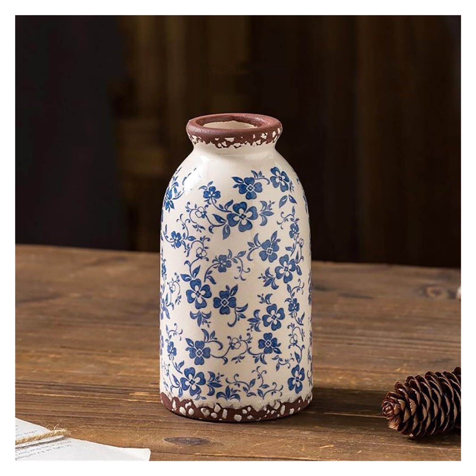 Petits vases à fleurs en céramique pour étagère et table basse de salon rustique
