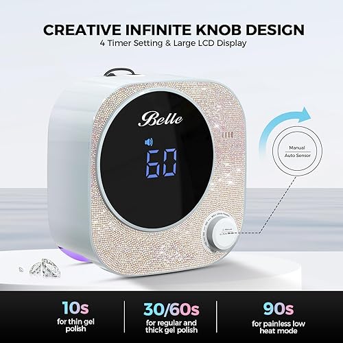 Miniatura 3 de Belle Lámpara de uñas LED UV, luz UV brillante de 54 W para uñas, secador de uñas para esmalte de uñas de gel con pantalla LCD grande, control de