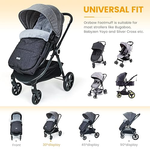 Miniatura 7 de Orzbow Bolsa de dormir cálida universal, saco de dormir para cochecito clima frío, saco impermeable para niños pequeños (negro)