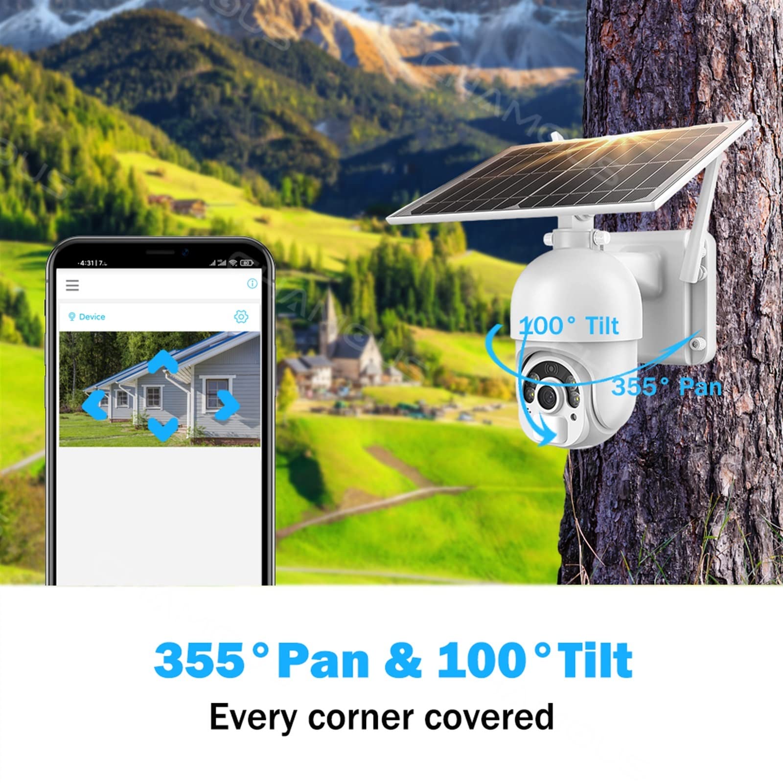 Camera Surveillance, Caméra extérieure 4G 6W panneau solaire Surveillance vidéo IP CCTV système de caméra de sécurité à domicile sans fil longue veille batterie intégrée ,Sécurité, Antivol(WiFi Cam Ad