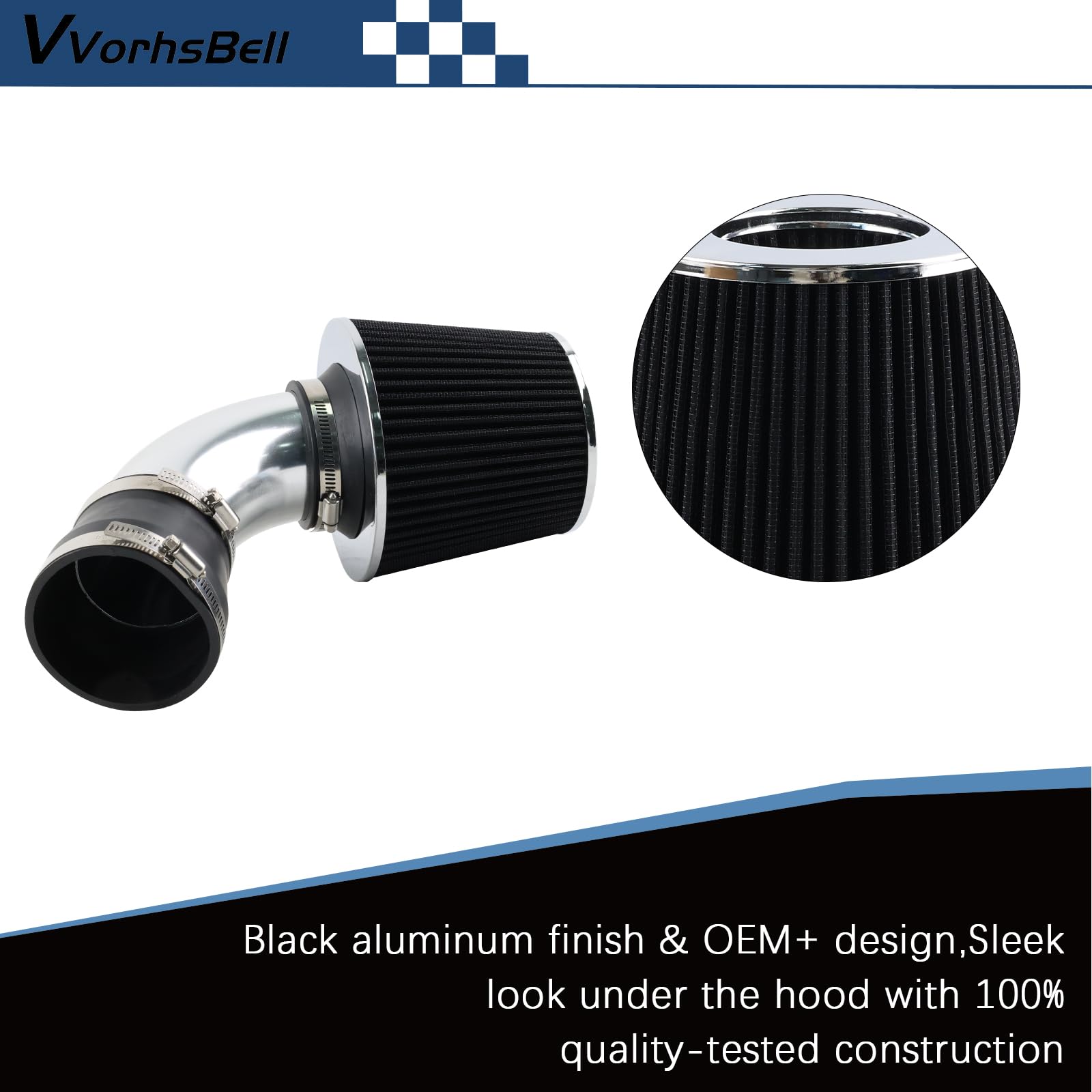 Kit de admisión de aire corto Ram compatible con BMW E46 323i 325i 328i 330i M54 I6 1999-2005 Motor Filtro de aire lavable, aumento de potencia