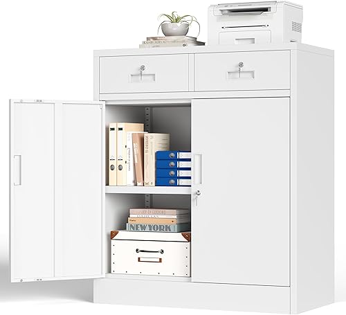 Miniatura 11 de BESFUR Gabinete de almacenamiento de metal, gabinete de almacenamiento de 71 pulgadas de alto con 5 estantes ajustables, gabinetes de metal