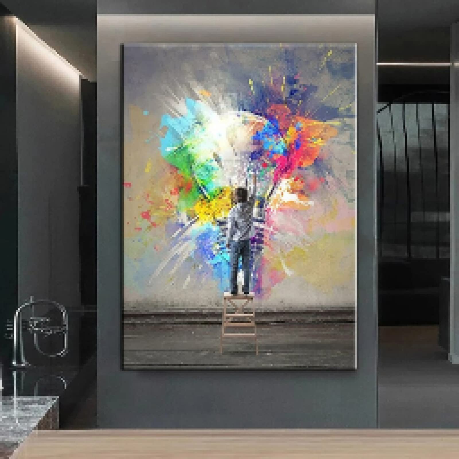 Graffiti art toile peintures pour transformer un salon vide et blanc - 8