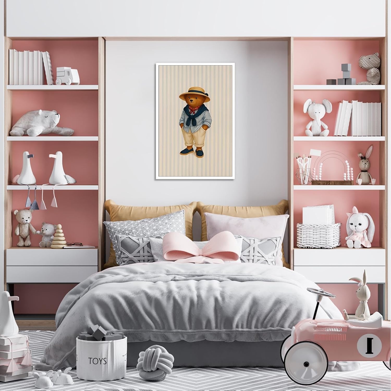 Trendy Casual Wear Teddy Bear Poster Funny Plush Teddy Bear Canvas Wall Art Minimal Abstract Animal Magazine Aesthetic Prints Painting For Living Room Bedroom Office Wall Decor 12x16in Unframed - Image 6