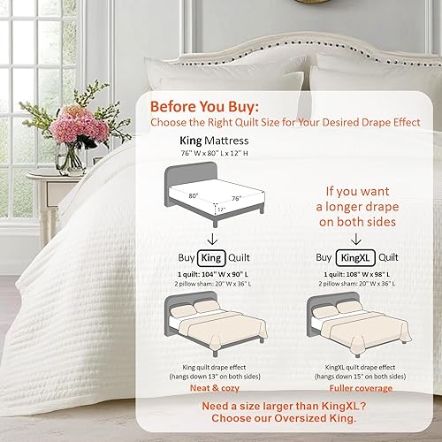 Vista 184 de KASENTEX - Juego de edredón lavable a máquina, cubrecama muy suave, ligero, lavado a la piedra, con costuras detalladas, matrimonial/queen con 2