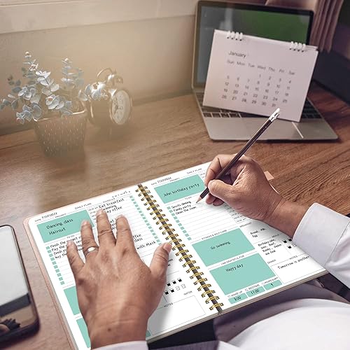 Miniatura 6 de Agenda diaria semanal, agenda mensual anual sin fecha, agenda semanal con calendario de lista de tareas, agenda académica de tapa dura, diario de