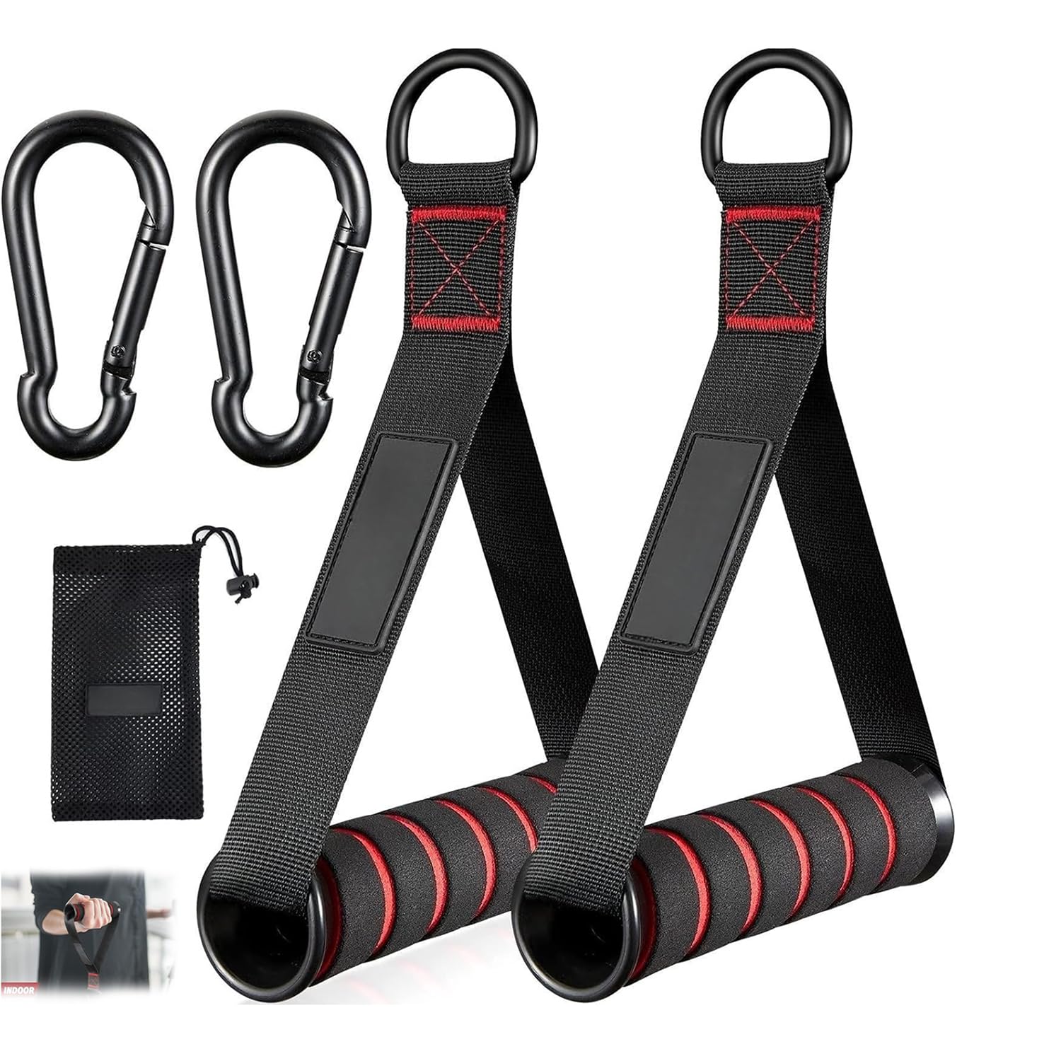 X spring Exercise Handle, Heavy Duty Exercise Handles, Pack of 2 Black Cable Machine Handles Gym Equipment, Replacement Fitness Equipment for Cable Crossover Training Pulley System Home Gym