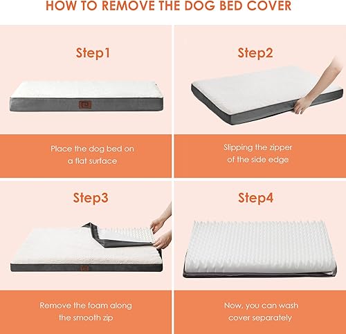 Miniatura 5 de EHEYCIGA Camas grandes para perros grandes, cama lavable grande con funda extraíble para jaula, cama ortopédica de espuma para mascotas, cojines de