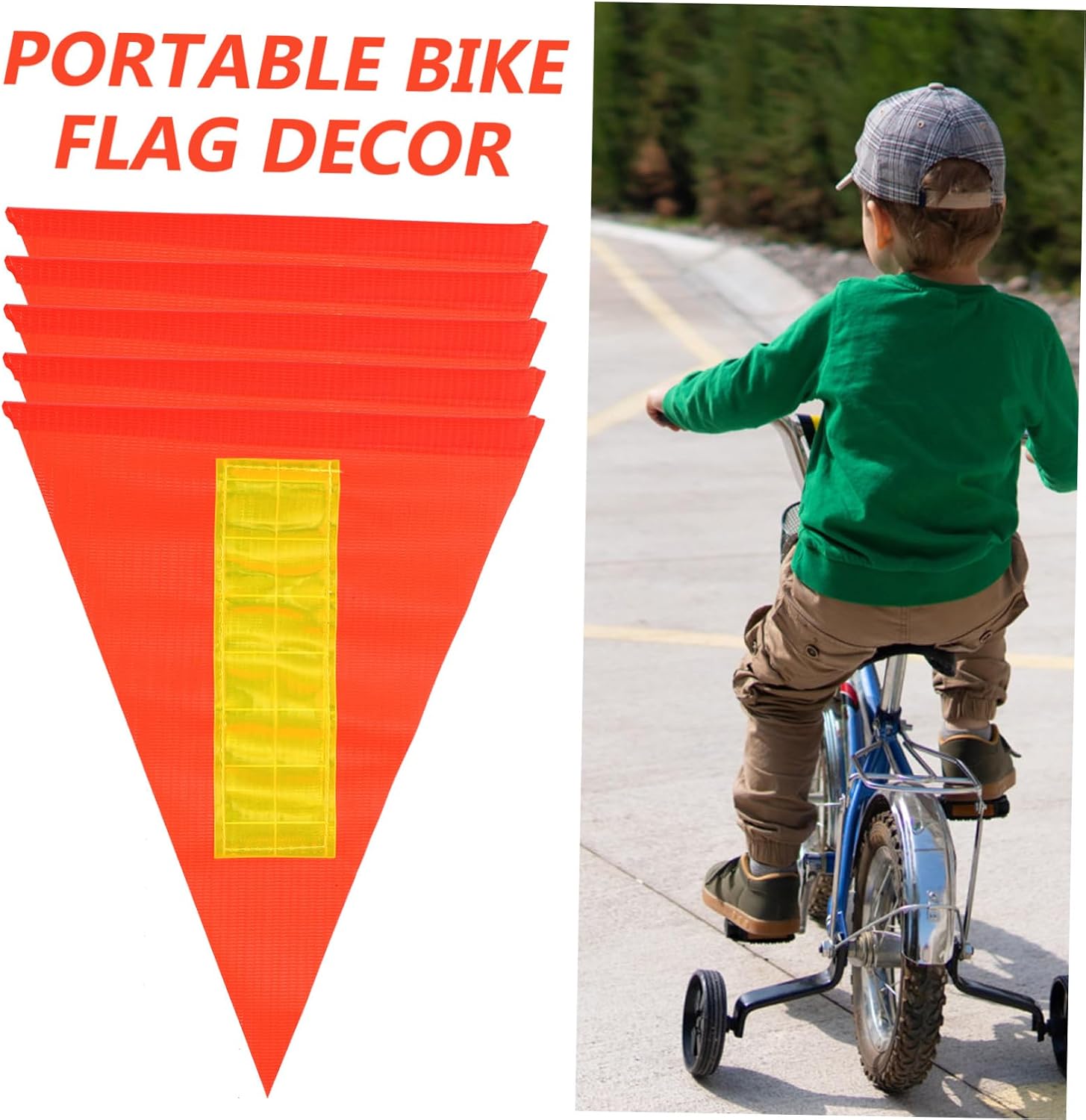Mikikit 5Pcs Bicycles Reflective Safety Flags Portable Warning Flags for Riding Easy Installation Material for Bikes