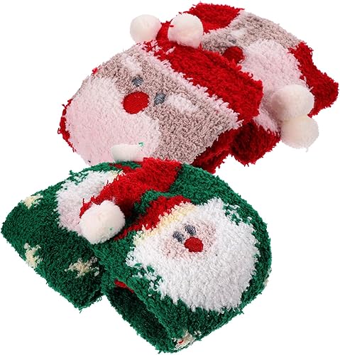 KOMBIUDA 2 Pairs Socks Transparent Ball Christmas Balls Miss Comfortable Gift Fabric