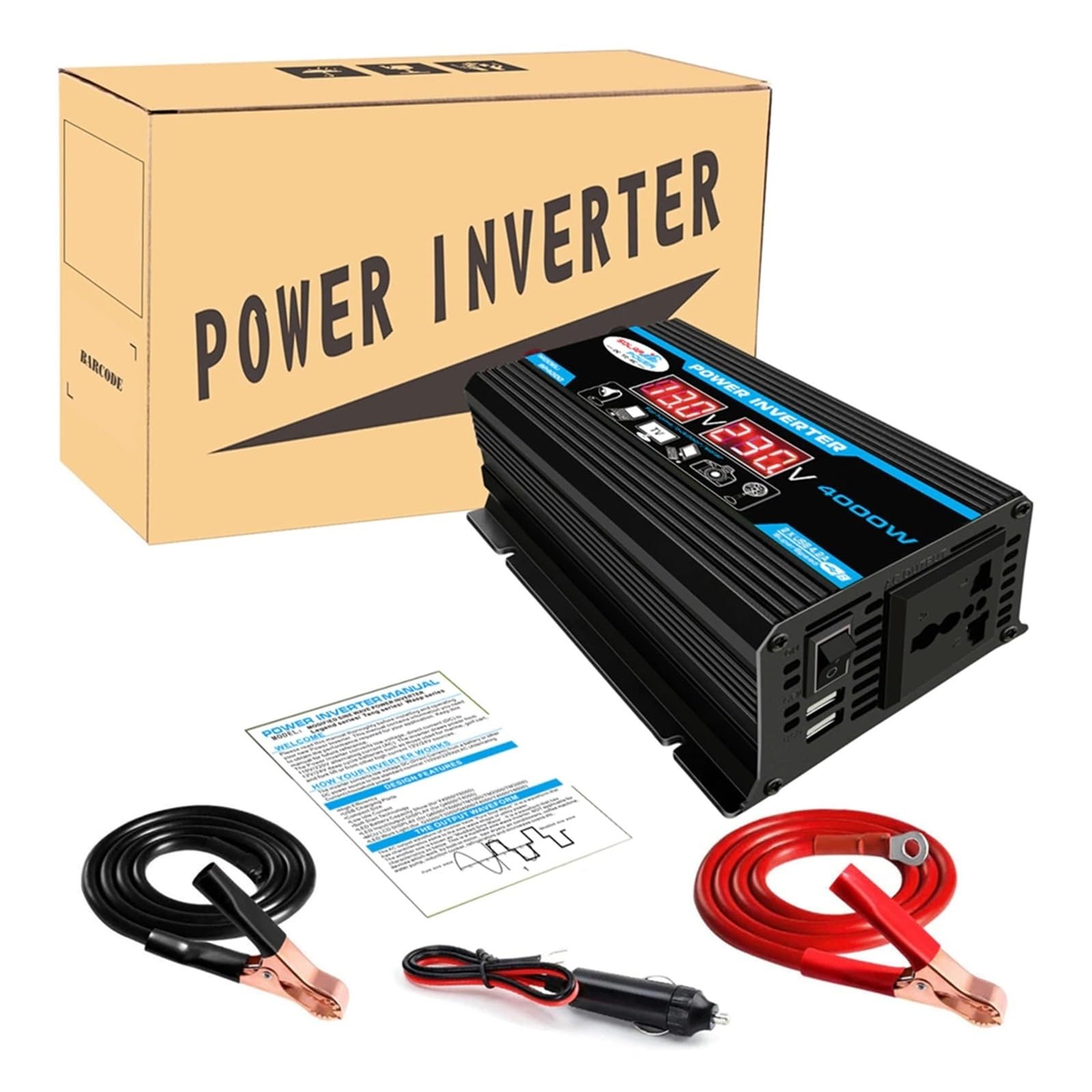 Onduleur de voiture convertisseur 12V 220V transformateur allume cigare inverseur 300W