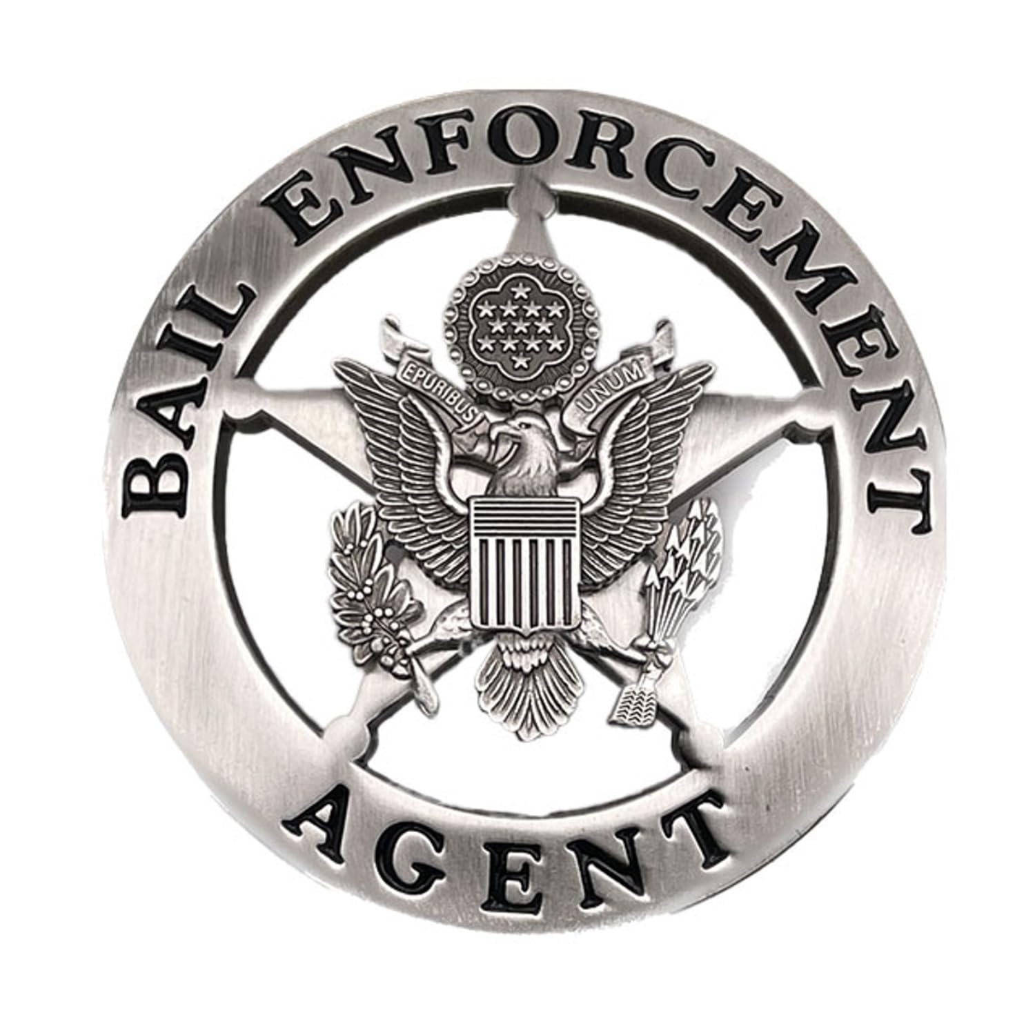 Hero's Pride Bail Enforcement Agent Badge - CCW Metal Circle Badge - Enameled and Plated - 5PC Pin Catch Design - 2-1/4"