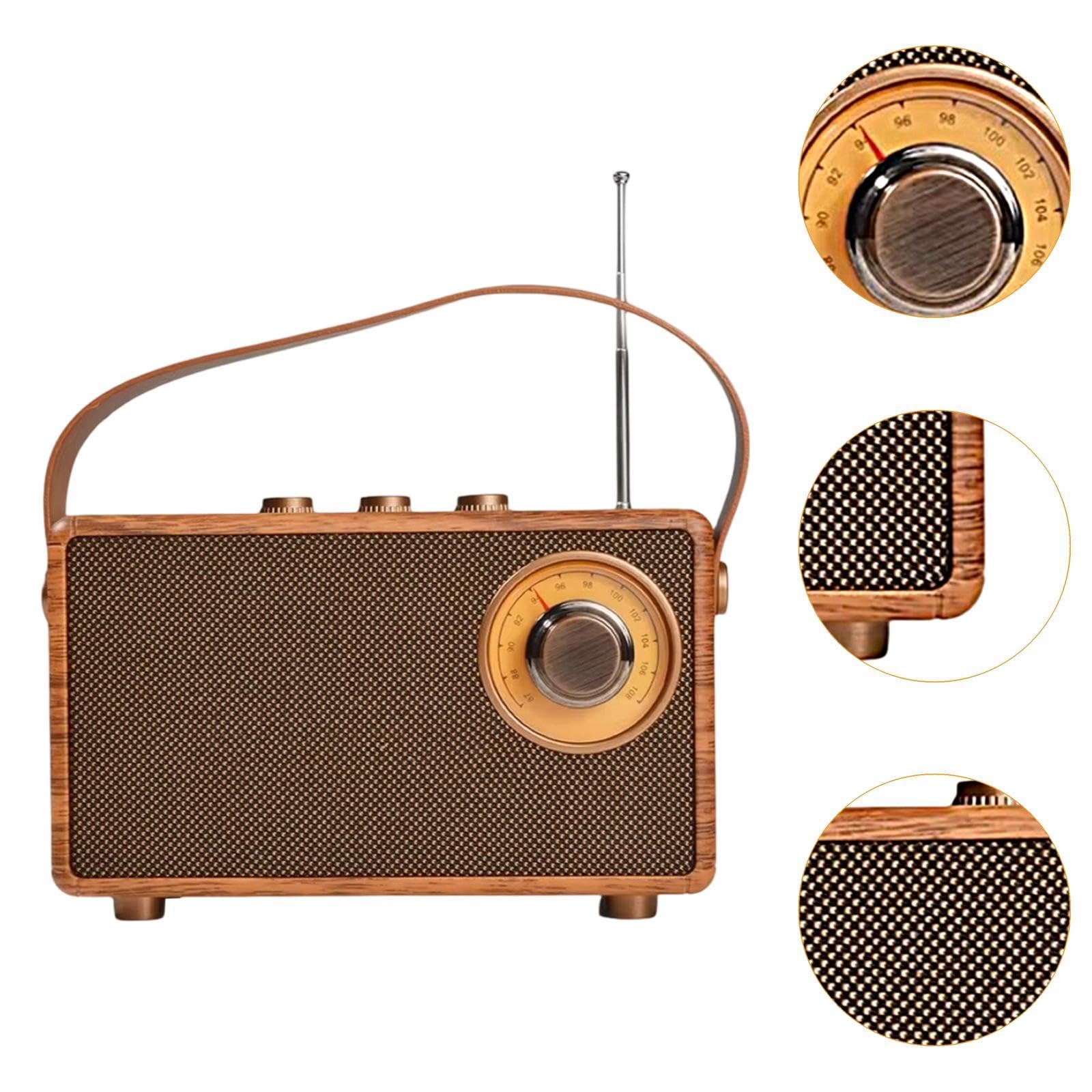 Enceinte Radio Portable avec poignée, Multifonction, Mini, alimentée par Batterie, décoration rétro pour Salle de Bain, Bureau, Chambre