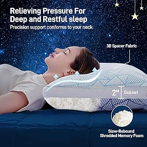 Caelorin Shredded Memory Foam Cooling Soft Bamboo Viscose Pillows King Set of 2, Adjustable Hypoallergenic Hotel Quality Pillows for Back, Stomach or Side Sleeper, Oeko-TEX Certified