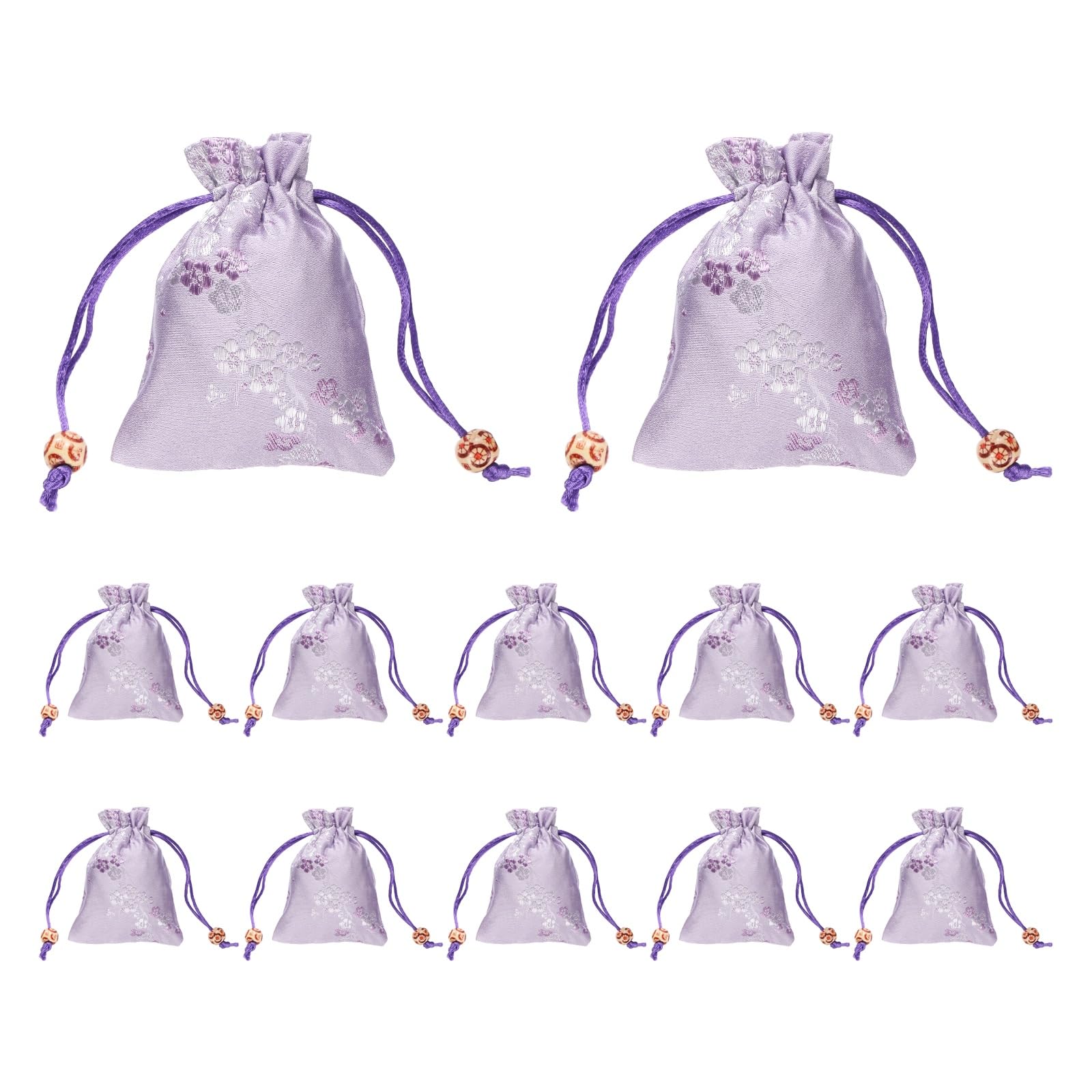 PATIKIL Silk Drawstring Bag, (3 x 4 Inch, Purple) (12 Pcs), Embroidered Satin Gift Bags Wedding Favor Pouch with Drawstring, Suit for - Jewelry/Candy/Christmas Party/Birthday Gift