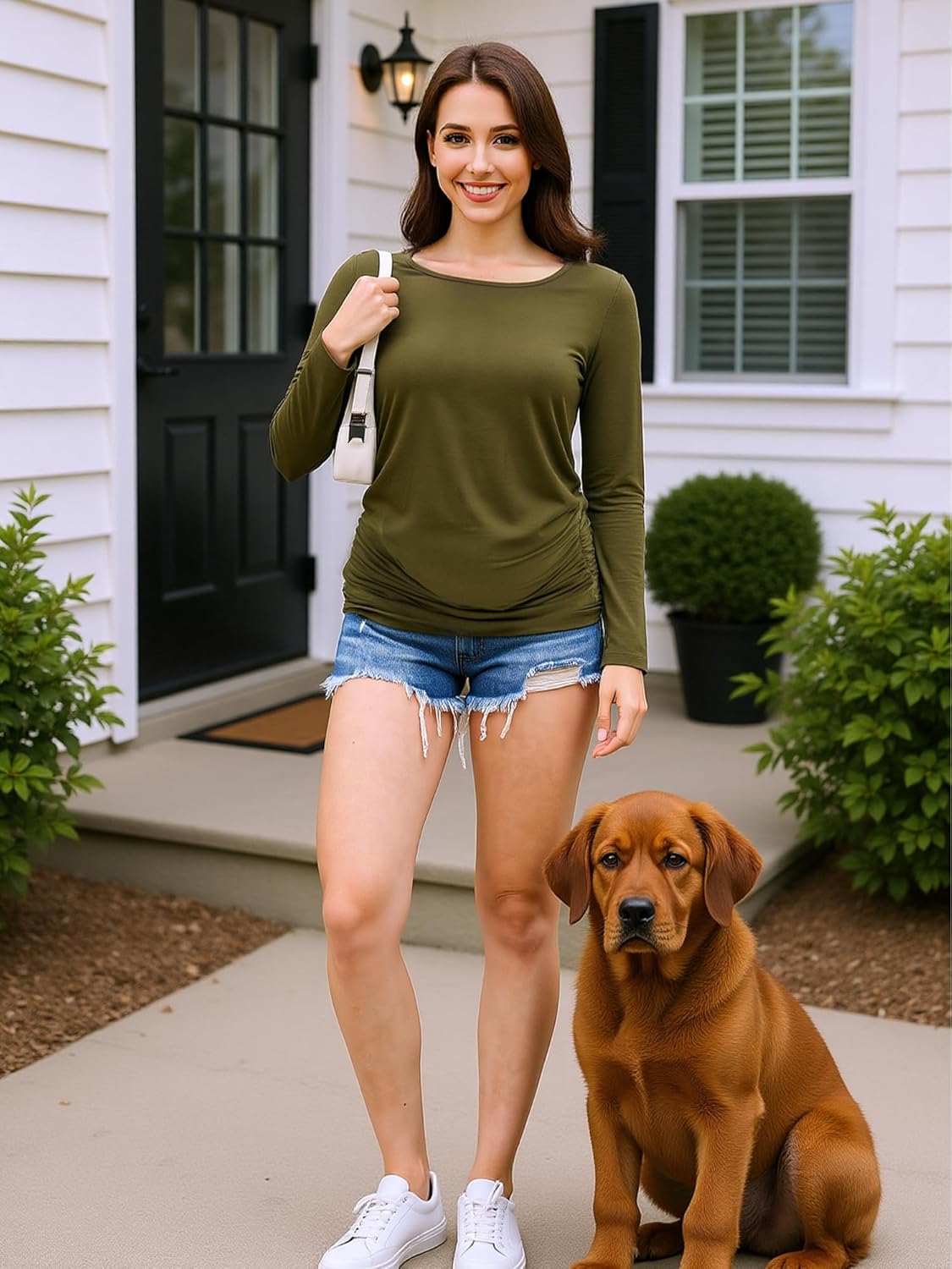 MIRAZEN 3 Pack Maternity Shirts Long Sleeve Pregnancy Top for Women with Crew Neck Casual Tee Shirts - Image 7