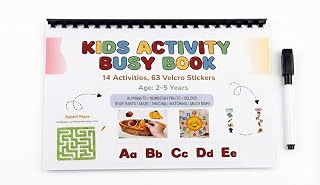 14-in-1 Kids Busy Book Binder & Preschool Learning Workbook with 14 Educational Activities | Reusable Early Education Book for Alphabets, Numbers, Colors, Fruits, Matching & Tracing | Upto 6 Years