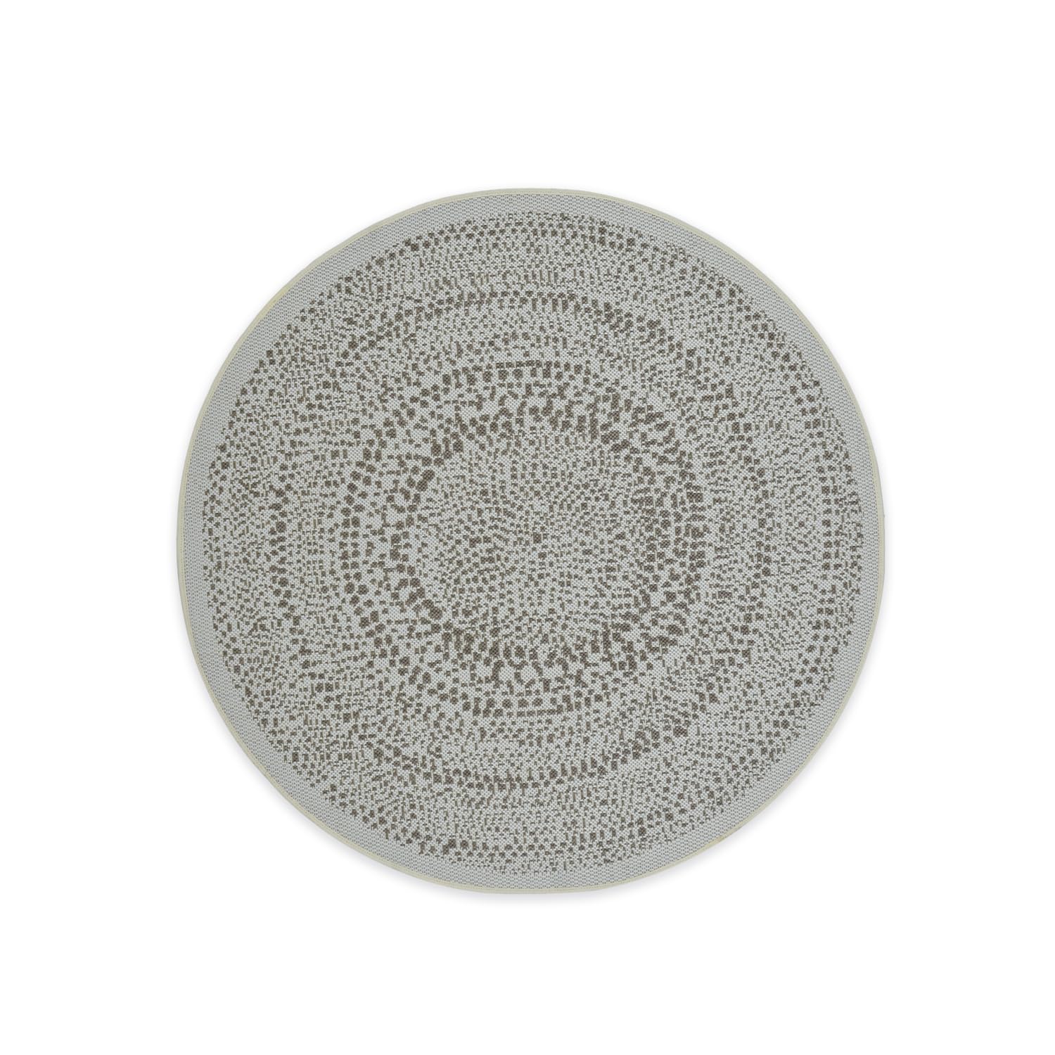 DomDeco Intérieur/extérieur Tapis rond Finn dans un style moderne – Robuste et facile d'entretien pour le salon, le couloir, la terrasse, le balcon, en fibres synthétiques, Ø 120 cm, crème/vert olive