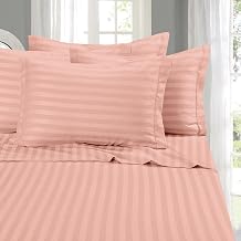 Elegant Comfort 6-Piece Damask Stripe Sheet Set, King, Dusty Rose