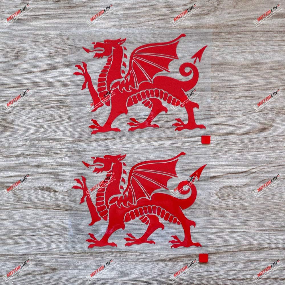 2X Red 6'' Wales Red Dragon Decal Sticker Welsh Y Ddraig Goch Car Vinyl Die-Cut no Background