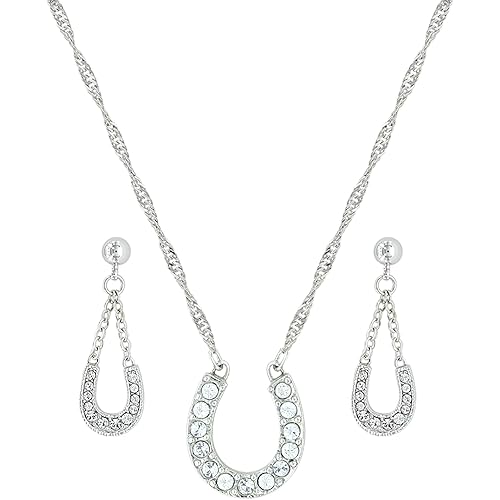 Montana Silversmiths Women's Crystal Clear Lucky Horsehoe Necklace And Silver One Size