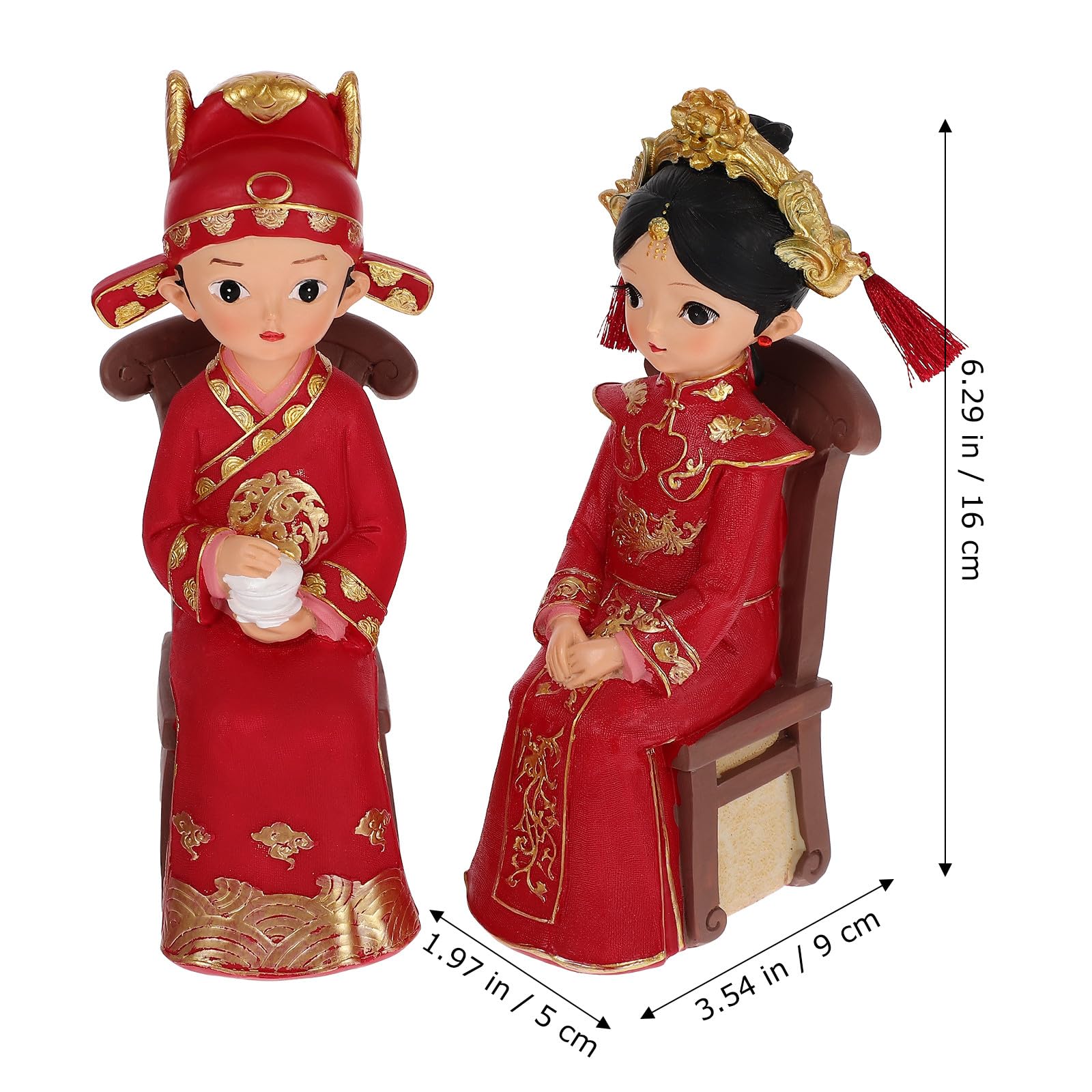 LALAFINA Hochzeitspaar Figuren aus Kunstharz als Tortenaufsatz und Tischdekoration für Hochzeitsfeier im Chinesischen Stil in Verschiedenen Farben