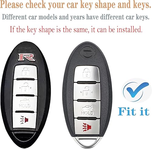 Miniatura 2 de Funda para llavero con llavero, funda de TPU suave de 4 botones, compatible con llave de automóvil Versa Sentra, ect (negro)