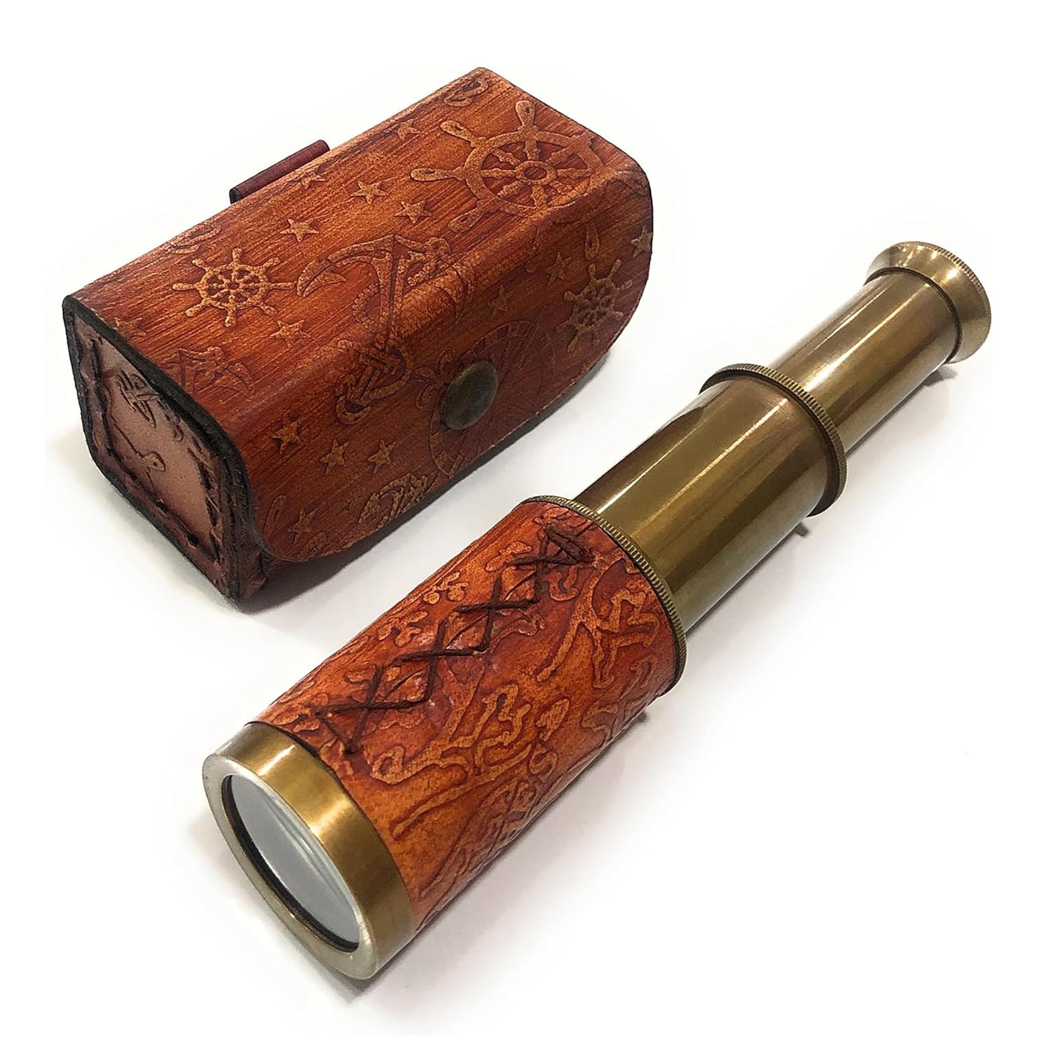 ARTIZANSTORE Mini Pirate Spyglass Telescope Brass Collapsible Hand Telescope Vintage Telescope Pirate Decor Brass Decorative Gifting Spyglass for Kids Travellers Adventure Enthusiasts, Collectible 6''