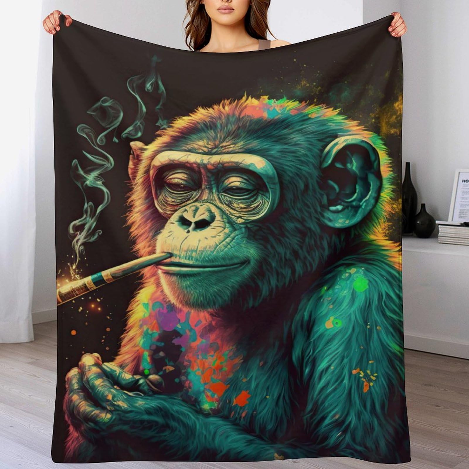 Couvre-lit singe chaud pour éliminer le froid sur le canapé du salon