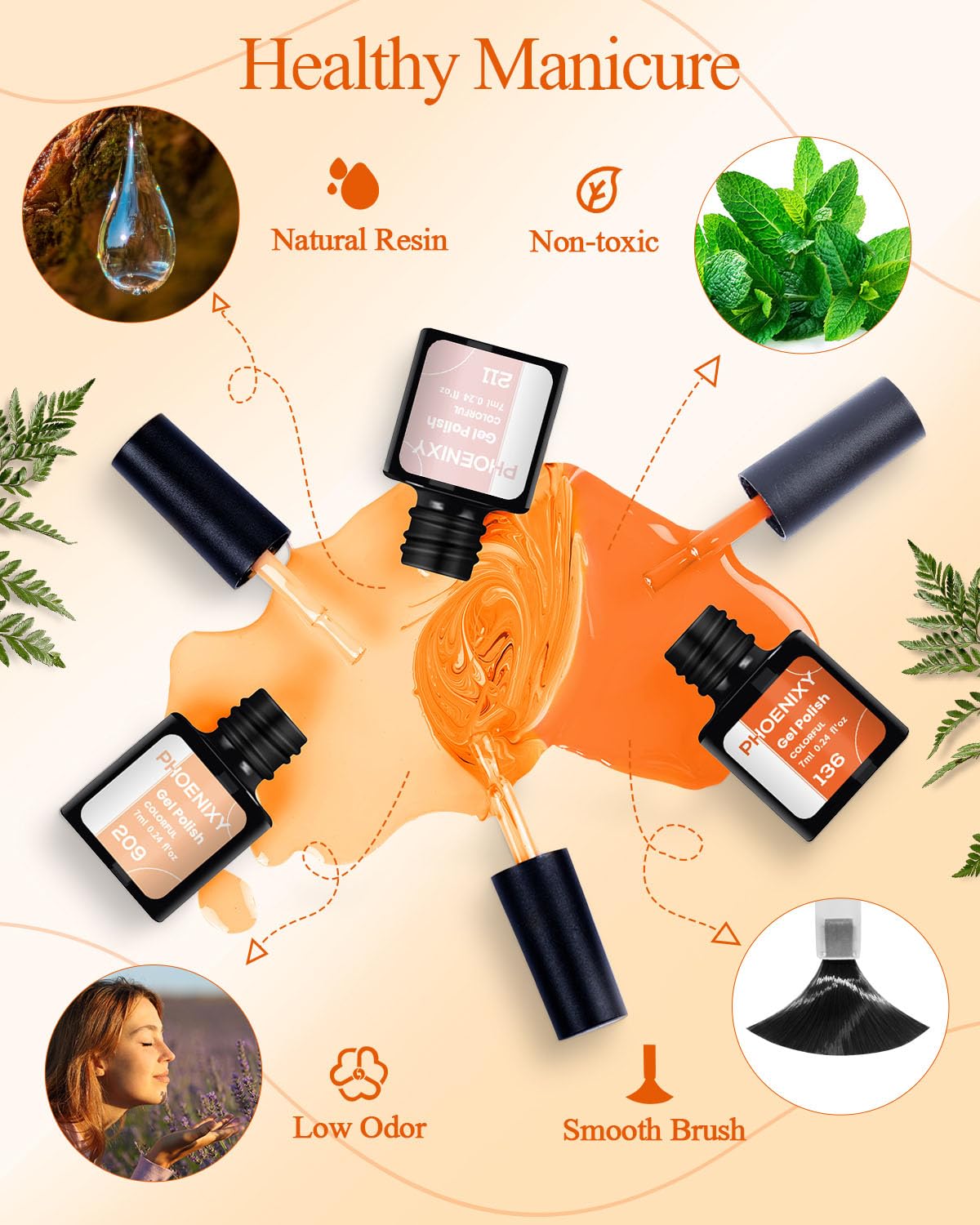 Phoenixy Gel Nail Polish Set - 24pcs 8ml UV Gel Nail Polish Starter Kit Soak-off Gel Polish Gel Nail Varnish Set Shellac Nail Polish Base and Top Coat Gifts Set for Women