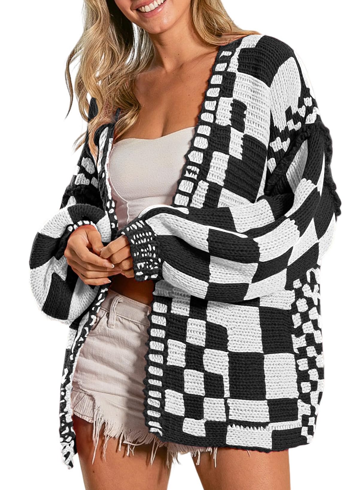 SELINK Women's Cardigan Sweater Vintage Open Front Mixed