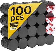 Strong Ceramic Round Magnets With Adhesive Backing (0.7x0.12"/18x3mm, 100 pcs) - Heavy Duty Sticky Magnets, Non-Corrosive, Versatile For Home, Office, Workshop, Whiteboard, Fridge And Hobby Use