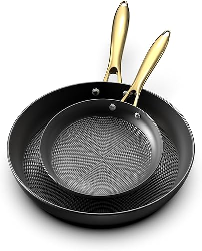 imarku Sartenes antiadherentes, sartenes de hierro fundido, 2 unidades, sartén antiadherente de 8 y 12 pulgadas, juego de sartenes de larga