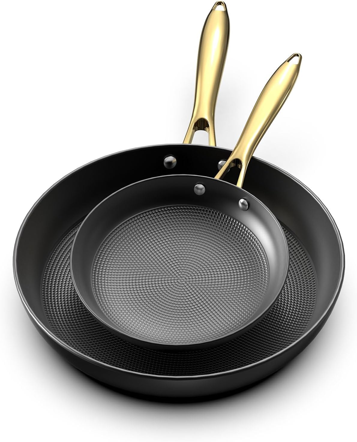imarku Non Stick Frying Pans Cast Iron Skillets 2Pcs - 8 inch 12 Inch Nonstick Frying Pan Long