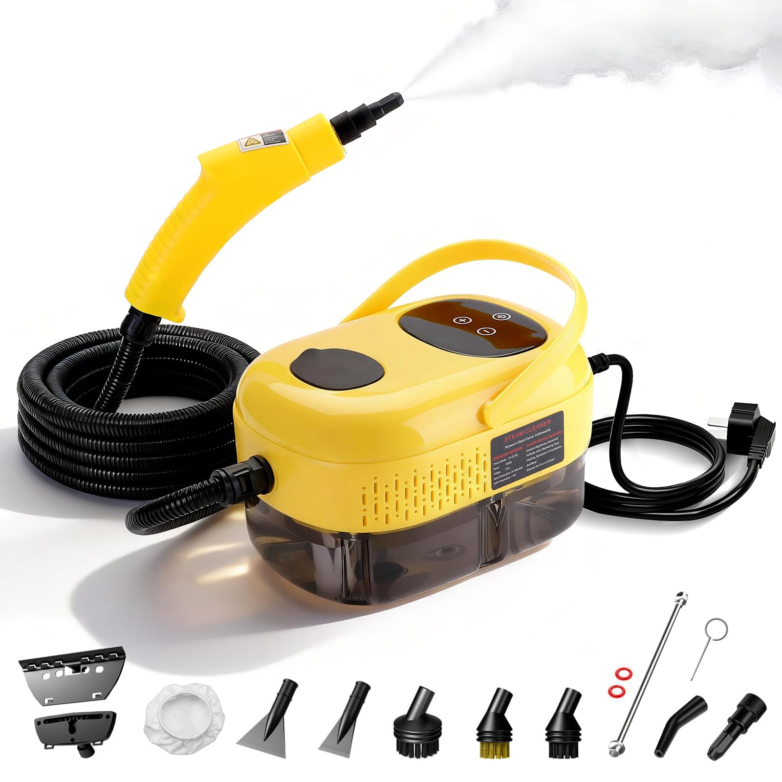 Pulitore a vapore, 15 secondi di calore veloce, vaporiera portatile multiuso per divano, piastrelle, malta con 7 accessori, ad alta temperatura e pressione, pulizia senza sostanze chimiche per casa