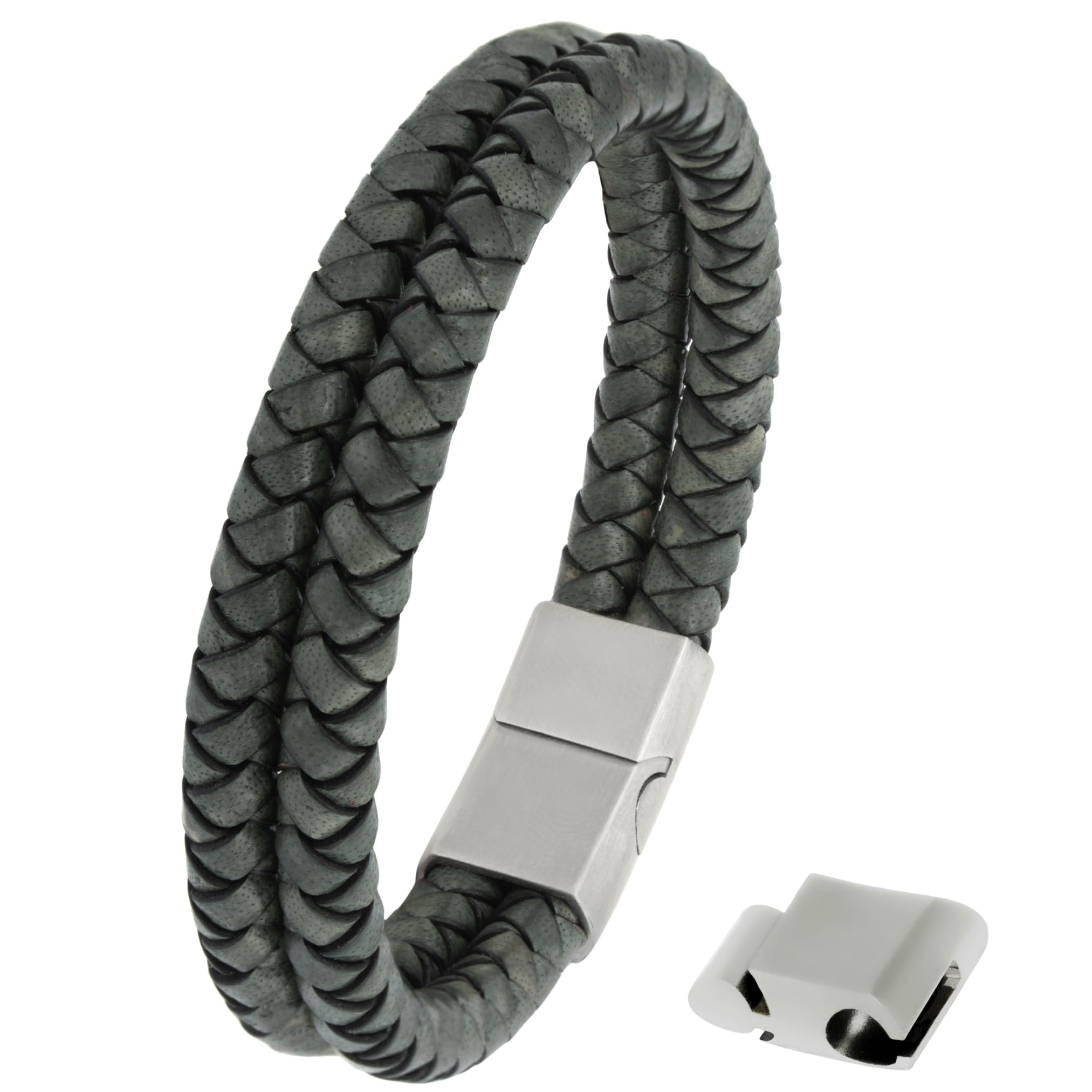 Simaru Lederarmband, 4mm geflochten zum Wickeln für Frauen &