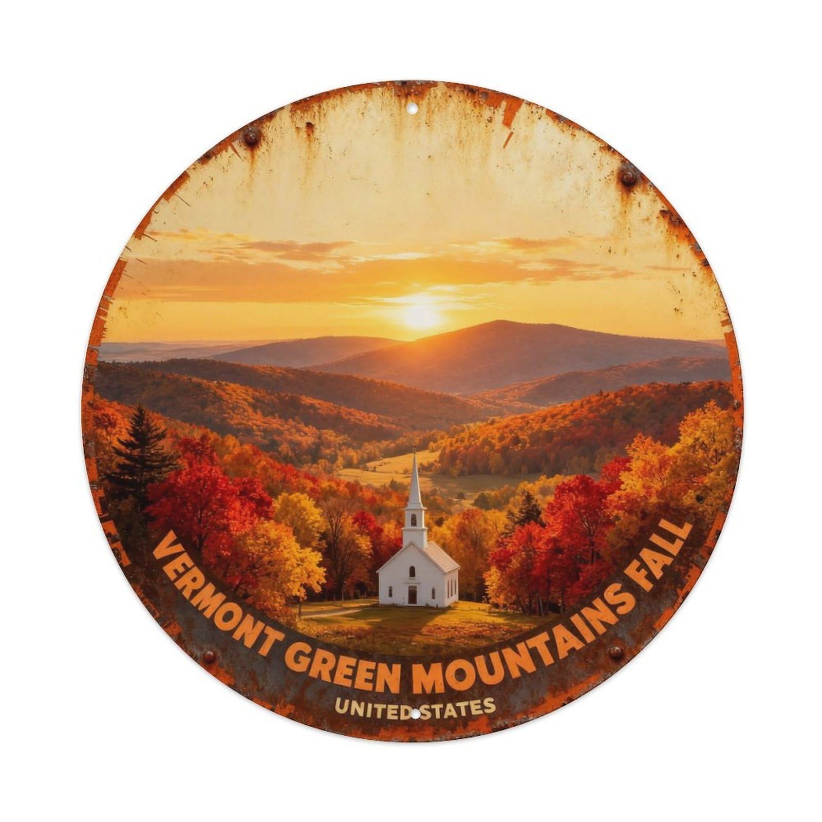 VERMONT GREEN MOUNTAINS FALL Metal Tin Sign Plaque