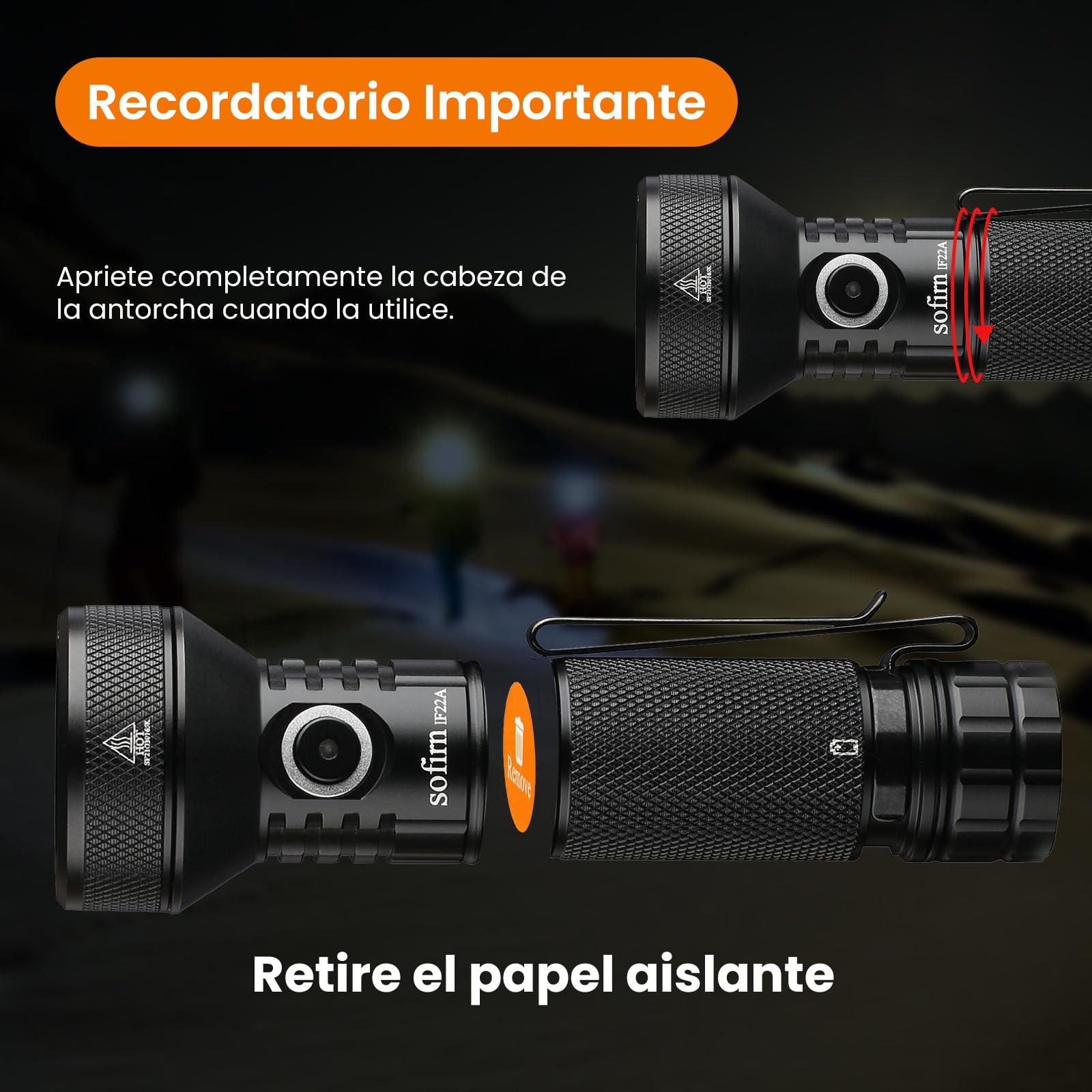 Sofirn Linterna Led Recargable 2100 Lúmenes, IF22A TIR Versión Exteriores Linterna Lanzadora USB C Manejable Ligera Ultra Brillante con 6 modos