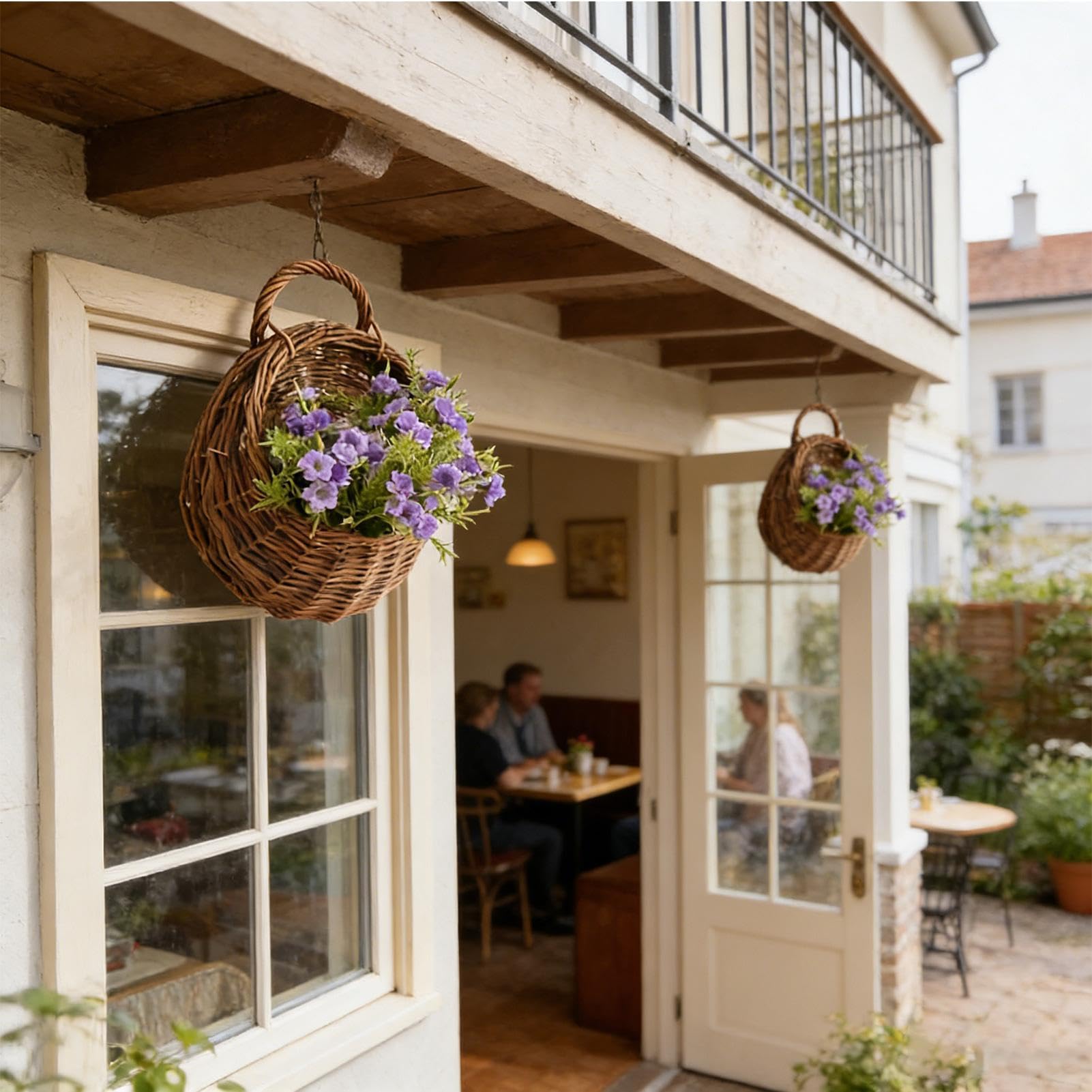 Fioriera artigianale in rattan, vaso da fiori in salice fatto a mano, vaso da 30 cm con retro , cestino da parete in fibra naturale, contenitore da appendere con stile intrecciato, supporto per