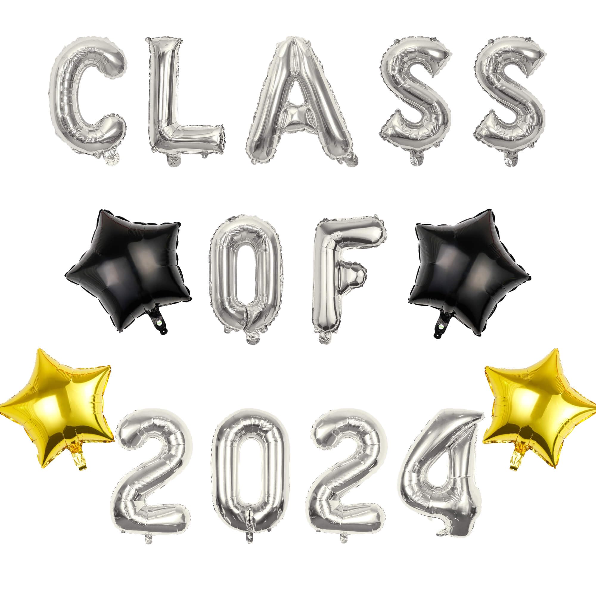 Pargleev Class of 2025 2026 Graduation Decorations, 16 Inch Silver Foil Balloons Freely Combine 2025/2026
