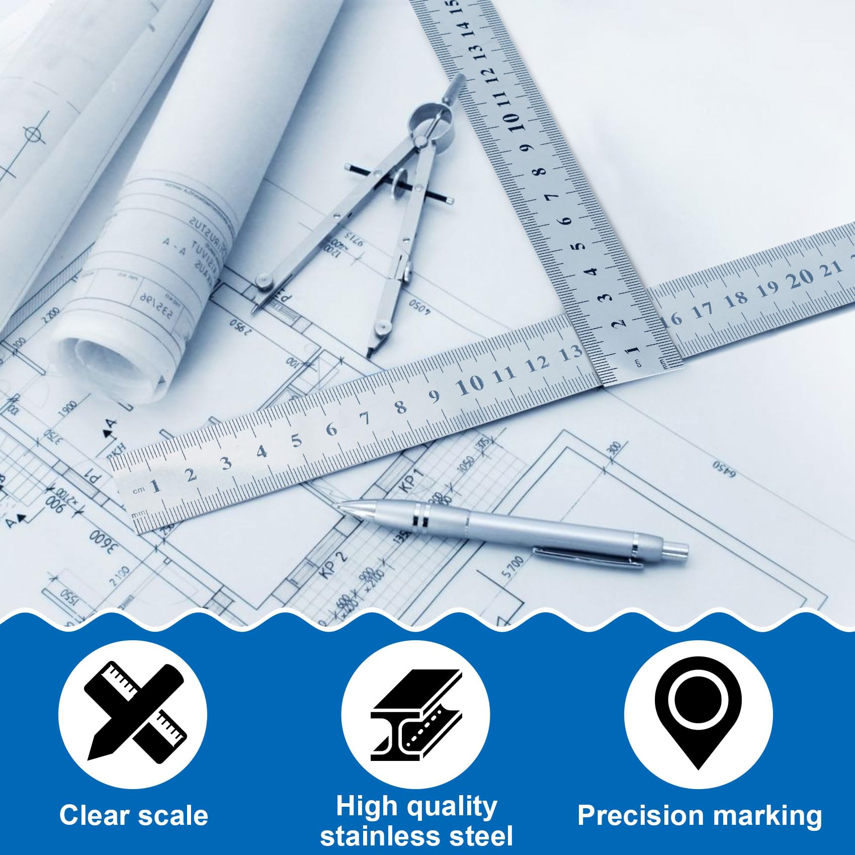 5 Metric Ruler Machinist Ruler CustomyLife 5-Pack S - Stainless Steel Metric Rulers 4 ...