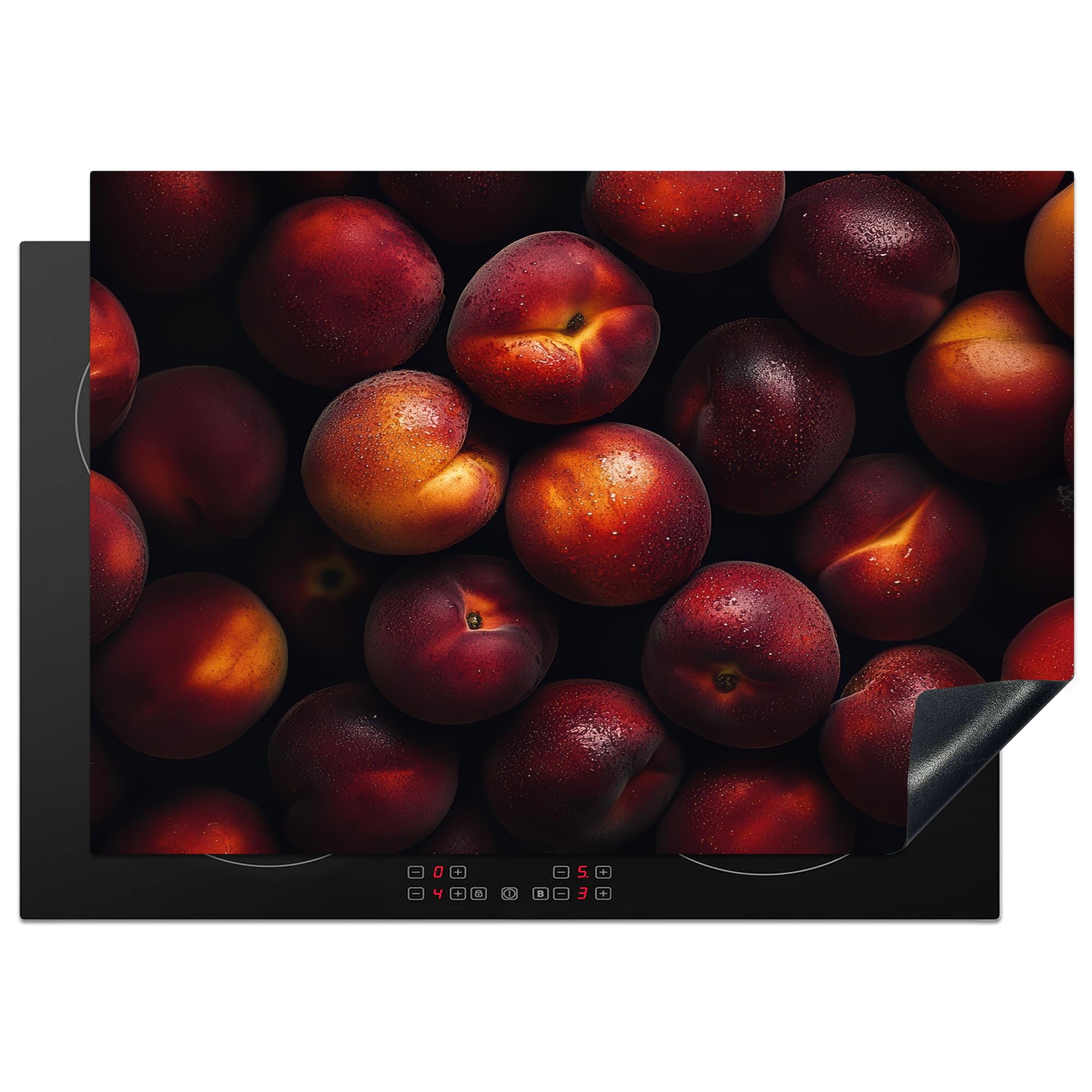 KitchenYeah© Induction Hob Cover Protector Mat 20.5"x29.5" / 75x52 cm Kitchen Universal Ceramic Covers for Electric Cookers Vinyl Fruit - Close Up - Nectarines