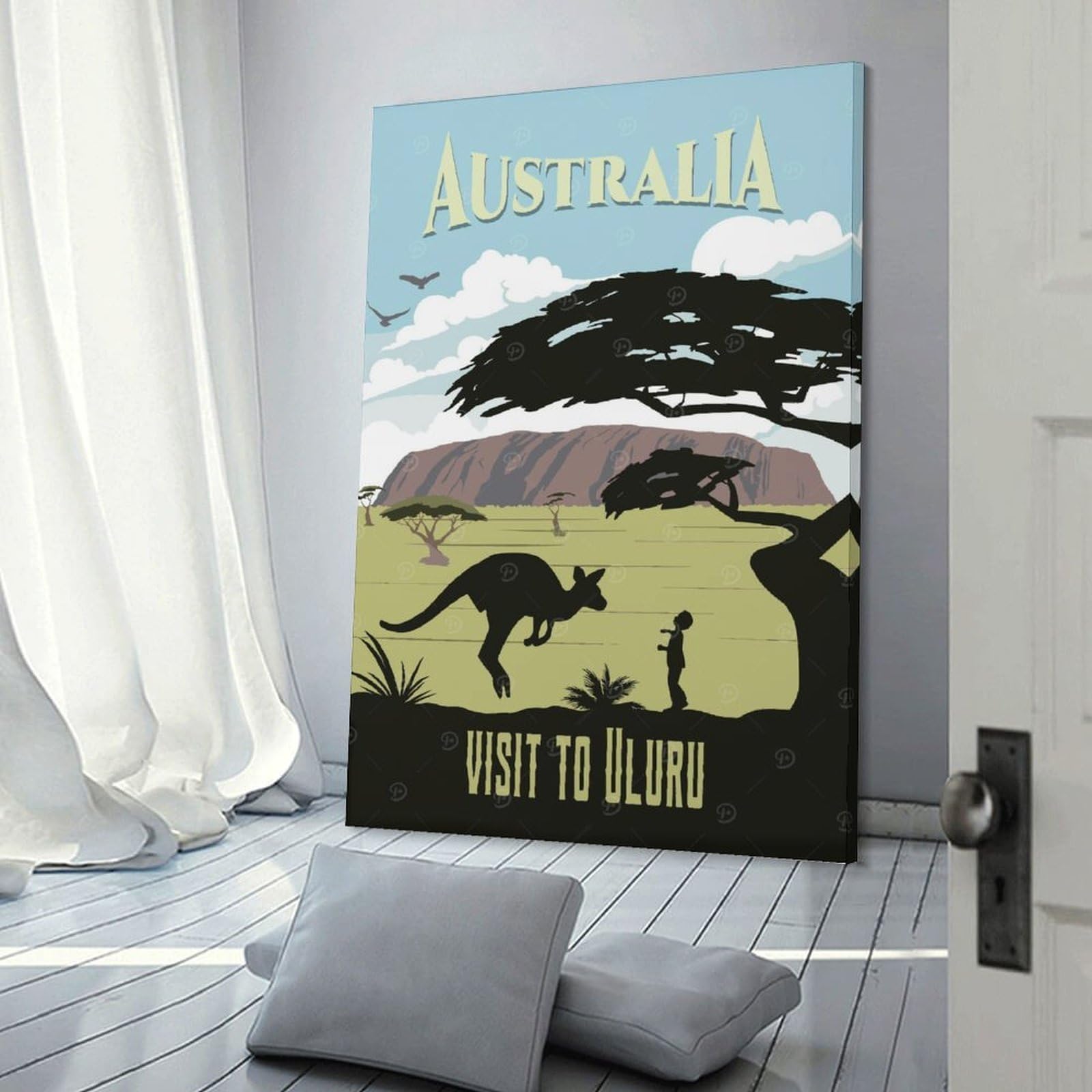 Junmoney Australia Uluru Travel Wall Art Print, 20x30inch(50x75cm), for Lounge Decor, Bedroom Walls Or Flats, Decorative Artwork for Empty Walls