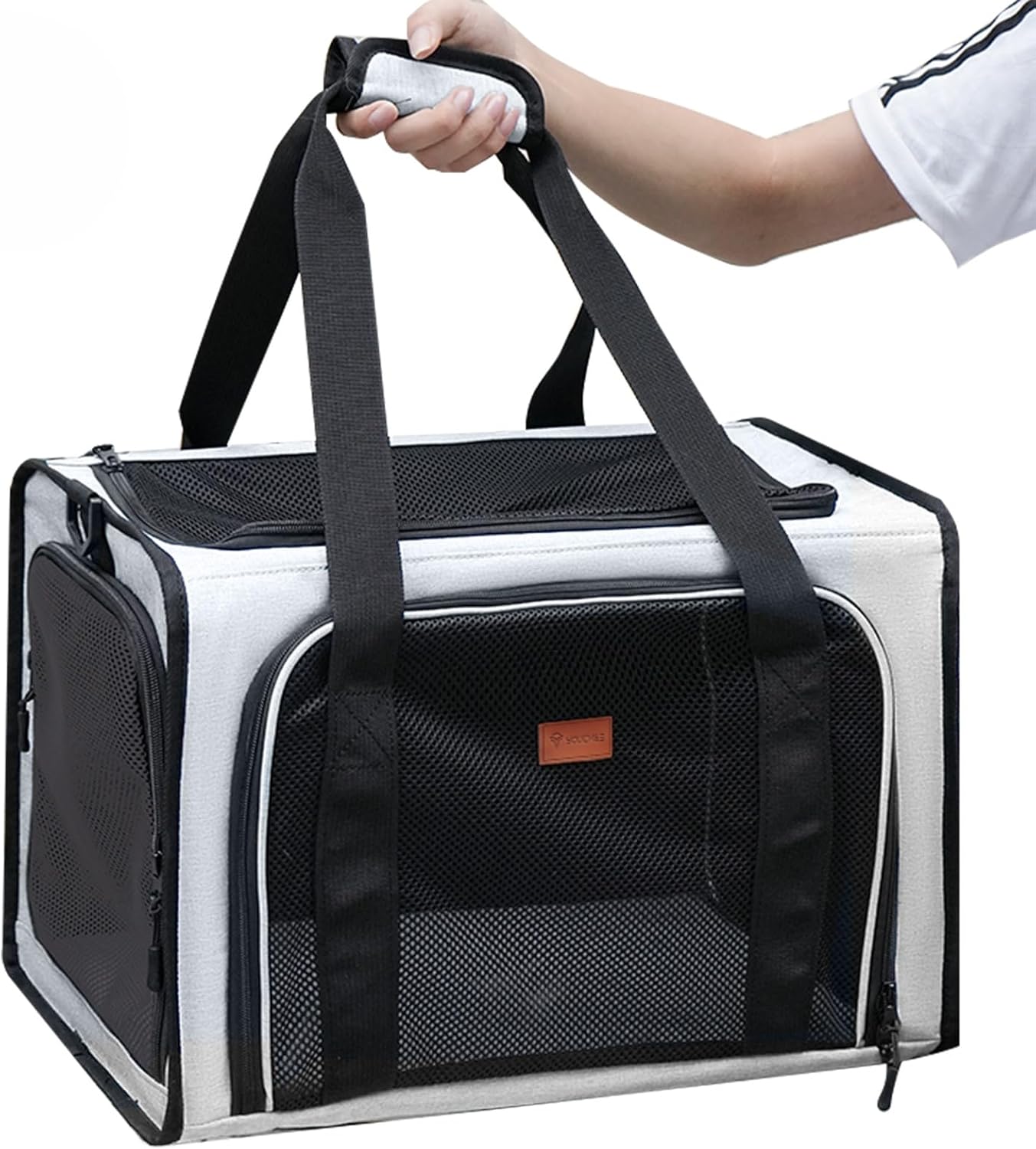 17.5″ L x 12″ W x 12″ H Inches Cat, Dog Carrier for Pets Up to 15 Ibs, Washable,Soft Sided,Collapsible Travel Puppy Carrier. (Light Gray) 17.5″ L x 12″ W x 12″ H Inches Cat, Dog Carrier for Pets Up to 15 Ibs, Washable,Soft Sided,Collapsible Travel Puppy Carrier. (Light Gray)