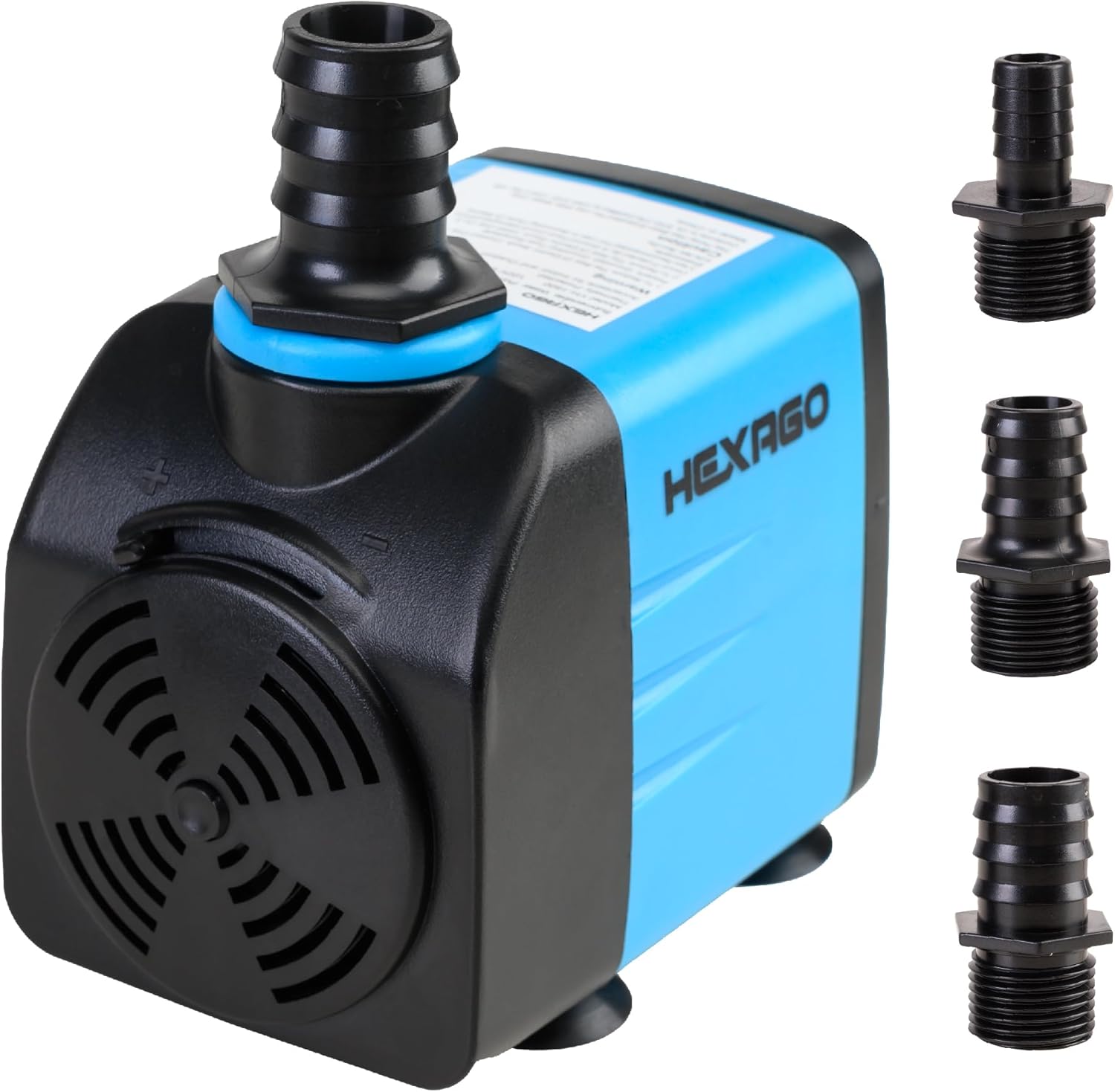 Hexago 400 GPH Submersible Pump – Ultra-Quiet Water Fountain Pump with 8FT High Lift, 6FT Power Cord, 3 Nozzles, Durable Water Pump for Aquarium, Statuary, Hydroponics, Fish Tank and Pond Fountains