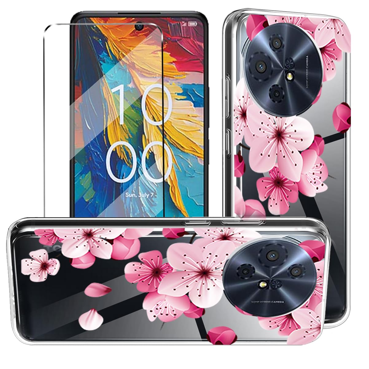 HuiYouMY 2-in-1 Case Compatible with TCL 50 Pro NXTPAPER 5G Cover with 1 Pack Tempered Glass Screen Protector for TCL 50 Pro NXTPAPER 5G