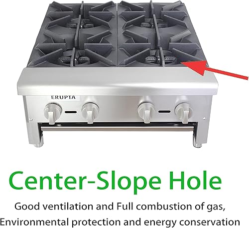 Miniatura 5 de ERUPTA Cocina de cocina de gas natural y propano comercial de 24 pulgadas con 4 quemadores BTU 112,000 equipos de restaurante